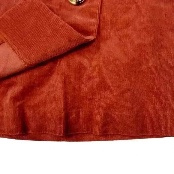 Miami Women's Rust Red Cotton/Spandex Corduroy Wrap Button Front Mini Skirt - Picture 5 of 8
